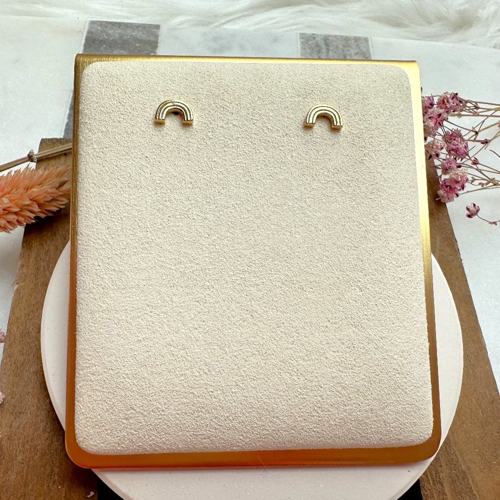 Mini Gold Rainbow Stud Earrings | 14k Gold Plated Sterling Silver